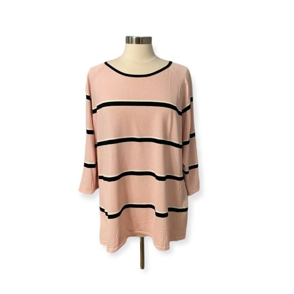 Casual Corner Annex Tops - Casual Corner Annex Plus Size 3X Top Pink Black White 3/4 Sleeves Stretch NEW